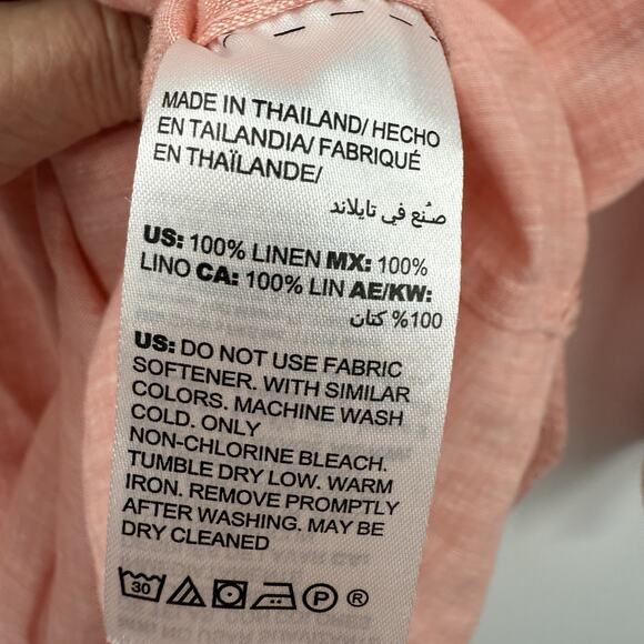 Chicos 4 Linen No Iron Button Up Shirt Plus size 20/22 Coral 3/4 Sleeve Beachy - Picture 6 of 8